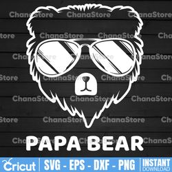 papa bear svg | bear head svg | papa svg | daddy bear | father bear | father day | digital download | cricut svg