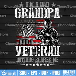 I'm A Dad Grandpa And A Veteran Nothing Scares Me Png, Png Printable, Digital Print Design, INSTANT DOWNLOAD