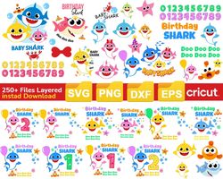 Baby Shark Svg Bundle, Shark Svg, Baby Birthday Decorations, Family Shirt, Svg, Png, Eps, Dxf, Bundle Svg - Download