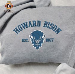 Howard Bison Embroidered Sweatshirt, NCAA Embroidered Shirt, Howard Bison Embroidered Hoodie, Unisex T-Shirt