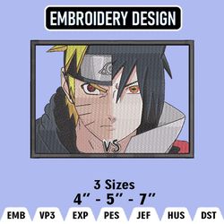 Naruto Vs Sasuke Embroidery Designs, Naruto Machine Embroidery Pattern, Digital Download