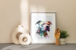 Pitbull Watercolored - Downloadable and Printable Digital painting