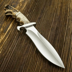 Hand Forged Custom Stag Ram Horn D2 Steel Bowie Knife High Polish Hunting Knife USA