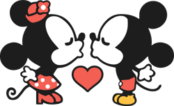 Mickey Minnie Kissing Svg, Dxf, Eps, Ai, Cdr Vector Files for Cricut, Silhouette, Cutting Plotter, Png File for Sublimat