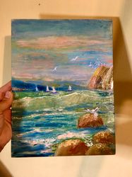 sea landscape oil painting on board 8*11inch