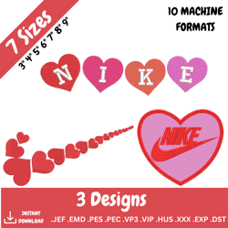 Nike Embroidery Design Bundle - Valentines Embroidery designs -  Machine embroidery design files 10 formats, 5 sizes