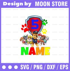 Paw Patrol Birthday png- Boy's Paw Patrol Birthday png- Paw Patrol Personalized Name and Age, Custom All Family Matching