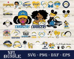 Los Angeles Chargers Bundle Svg, Los Angeles Chargers Svg, NFL Svg, Sport Svg, Png Dxf Eps File