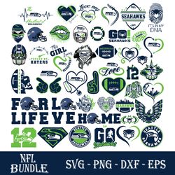 Seattle Seahawks Bundle Svg, Logo Seattle Seahawks Svg, NFL Svg, Sport Svg, Png Dxf Eps File