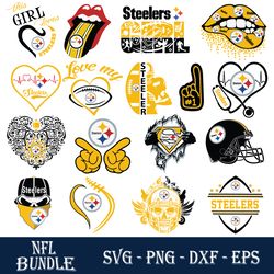 Team Pittsburgh Steelers Bundle Svg, Pittsburgh Steelers Svg, NFL Svg, Sport Svg, Png Dxf Eps File