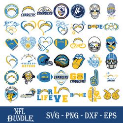 Logo Los Angeles Chargers Bundle Svg, Los Angeles Chargers Svg, NFL Svg, Sport Svg, Png Dxf Eps File