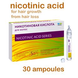 Nicotinic acid set -30 ampoules, from hair loss, for healthy beautiful hair and fast growth