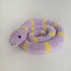 Crochet snake plush,  Lavender snake, Handmade snake, Purple snake,  Lavender albinos, Collectible snake, Snake plushie