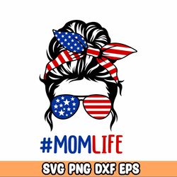 USA mom bun svg, american flag mom bun SVG, USA t-shirt cut file, patriotic svg, png, 4th of july svg, american flag mom