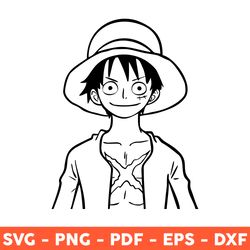 Outline Luffy Svg, One Piece Luffy Svg, Anime Manga Svg, Japan Cartoon Svg, Svg, Png, Dxf, Eps - Download