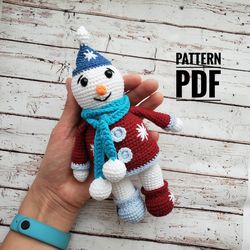Crochet pattern snowman in English Amigurumi pattern Crochet christmas ornamets pattern