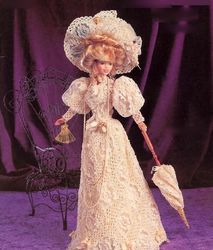 crochet pattern PDF-Fashion doll Barbie- early 20th century Brides Going Away Dress-vintage pattern-Doll dress pattern
