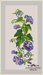 Blue Morning Glory 77 Vintage Cross Stitch Pattern PDF Garden Flowers embroidery Compatible Pattern Keeper
