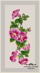 Pink Morning Glory 77 Vintage Cross Stitch Pattern PDF Garden Flowers embroidery Compatible Pattern Keeper