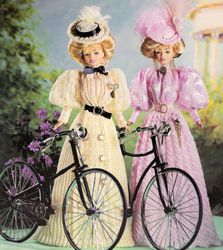 crochet pattern PDF-Fashion doll Barbie- late 19th century Pink and Yellow Sunday Cycling Costume-vintage pattern