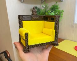 Handmade sofa for dollhouse in 1:12 scale.