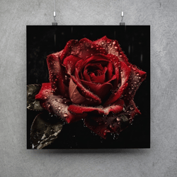 Beautiful Red Rose poster - Downloadable and Printable Digital painting