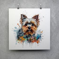 Yorkshire Terrier Watercolor Poster - Downloadable and Printable Digital painting