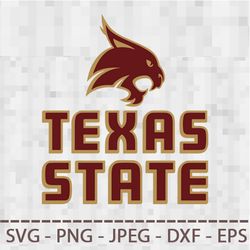 Texas State Bobcats Logo SVG PNG JPEG  DXF Digital Cut Vector Files for Silhouette Studio Cricut Design