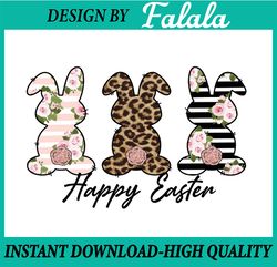Digital Png File - Happy Easter Bunny Rabbit Trio - Blush Floral, Leopard Cheetah, Easter Png, Digital download