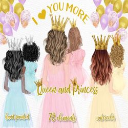 Mom and daughter clipart: "MOTHER'S DAY CLIPART" Mom and girl princess Mom girl clipart Mommy clipart Mom Life Png Famil