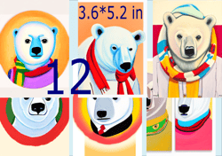 Illustrations of a polar bear, Scrapbooking Card Set, Pocket Card -8
