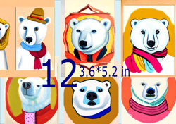 Illustrations of a polar bear, Scrapbooking Card Set, Pocket Card -9