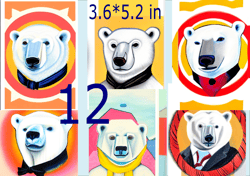 Illustrations of a polar bear, Scrapbooking Card Set, Pocket Card -10