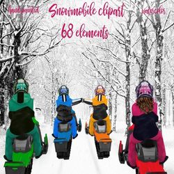 Snowmobile clipart: "WINTER SPORTS" Couple riding Snowmobile Png Adventure clipart Skiing clipart Outdoor sports Sublima