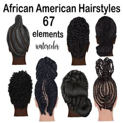 African American Hair clipart: "AFRO HAIRSTYLES CLIPART" Cornrows Png Hair Twists clipart Hair Set clipart Box Braids cl