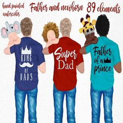 Father and newborn clipart: "NEWBORN CLIPART" Fathers day clipart Dad with baby Super Dad clipart Lion Elephant Giraffe
