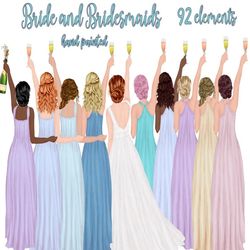 Bride and Bridesmaids clipart: "BRIDESMAIDS GOWNS" Wedding gowns clipart Wedding clipart Bridal clipart Best Friends Bri