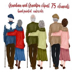Grandparents clipart: "GRANDPA AND GRANDMA" Elderly Parents Clipart Portrait Creator Family Clipart Sublimation Design E