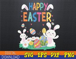 Cute Bunny With Eggs Easter Happy Easter Day Svg, Eps, Png, Dxf, Digital Download