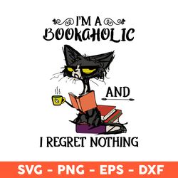 Black Cat I'm A Bookaholic Svg, I'm A Bookaholic Svg, Black Cat Svg, Cat Svg, Svg, Svg, Eps, Dxf, Png - Download File