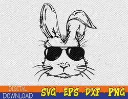 Sunglass Bunny Face Black Happy Easter Day Svg, Eps, Png, Dxf, Digital Download