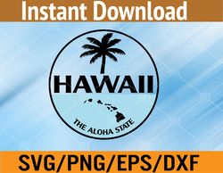 Hawaii The Aloha State Aloha Hawaiian Palm Svg, Eps, Png, Dxf, Digital Download
