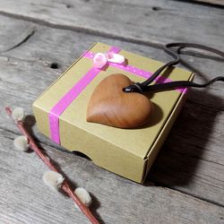 willow heart pendant, willow wood necklace gift for wife, 9th wedding anniversary gift for her, 9 year anniversary gift