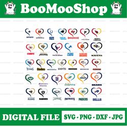 NFL Heart SVG and PNG Bundle svg png NFL logo Vector Printable Logo Digital Download Silhouette