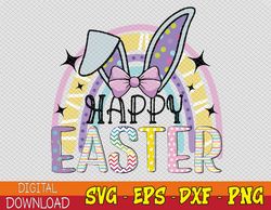 Happy Easter Bunny Rabbit Face Funny Easter Day Rainbow Svg, Eps, Png, Dxf, Digital Download