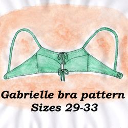 Lace-up bra pattern, Drawstring bra pattern, Gabrielle, Sizes 29-33, Linen bra pattern, Wireless bra pattern plus size