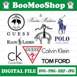 LOGO Fashion brand BUNLDE: Brooks Brothers svg, Calvin Klein svg, Ralph Lauren svg, Tom Ford svg, Guess svg, Polo svg