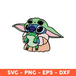 Stitch Baby Yoda Frog Svg, Baby Yoda Svg, Stitch Svg, Frog Svg, Eps, Dxf, Png - Download File