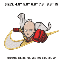 Nike Saitama Embroidery Design File Pes, Anime pes design, Machine Embroidery Pattern. One punch man embroidery design