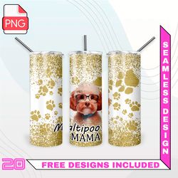 Maltipoo Mama Tumbler Wrap Seamless Designs - Skinny Tumbler 20oz Design PNG